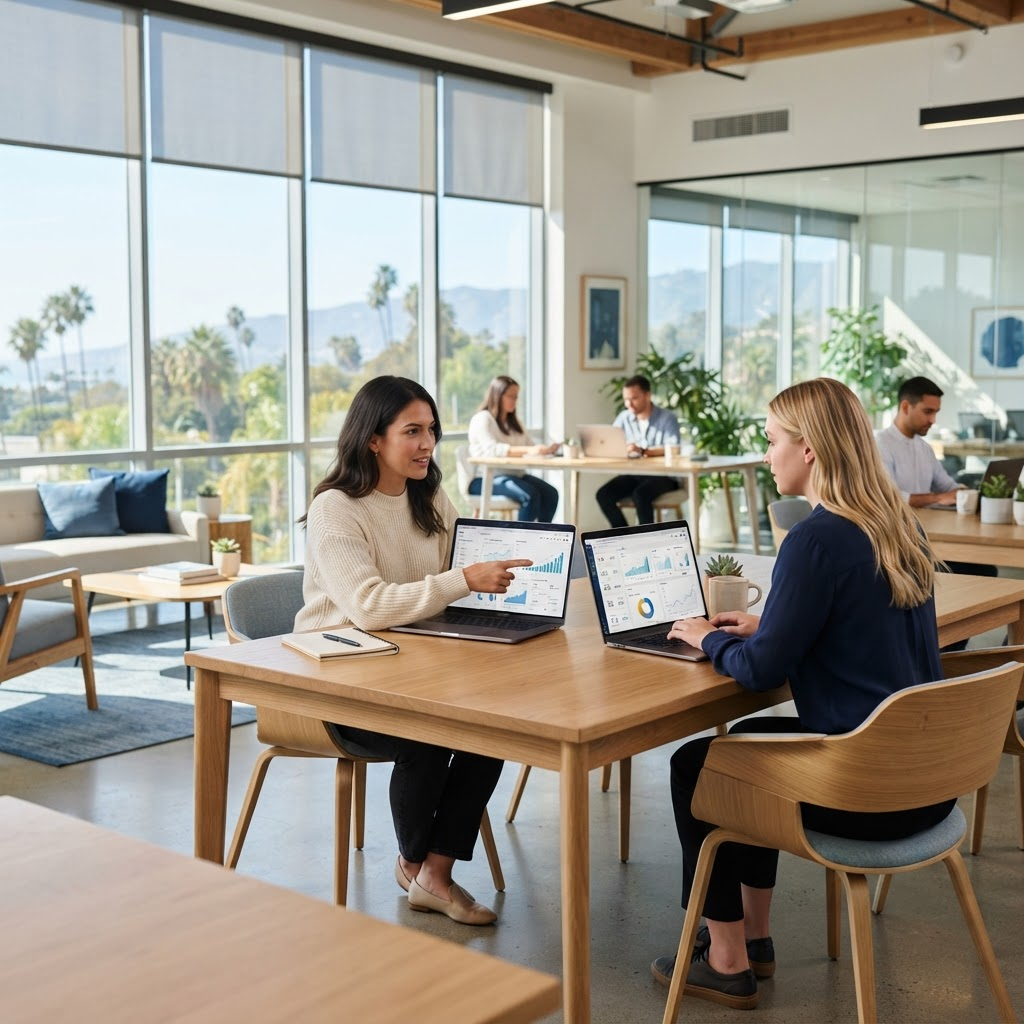 Elite Local Media workspace in California